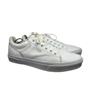 Vans Low Top Leather Sneakers White Lace Up Casual Skate Shoes Womens Size 10.5